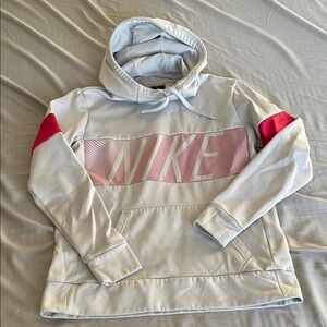 Nike White Hoodie with Pink Highlights